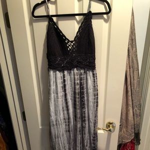 white and grey tie dye maxi dress